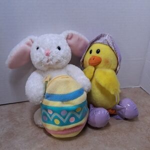 Hallmark Paddlesworth Yellow Duck Plush Egg Hunt White Bunny Egg Pouch Set Vtg